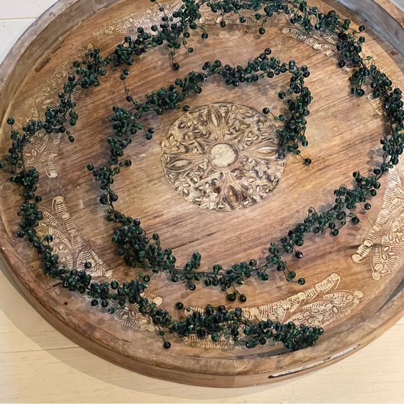 Pottery Barn RARE green glass pepper berry beaded garland 6’ - Picture 1 of 6